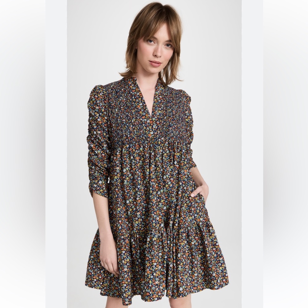 by TiMo Poplin Shift Dress in Dark Blossom Scandinavian Floral Size Small